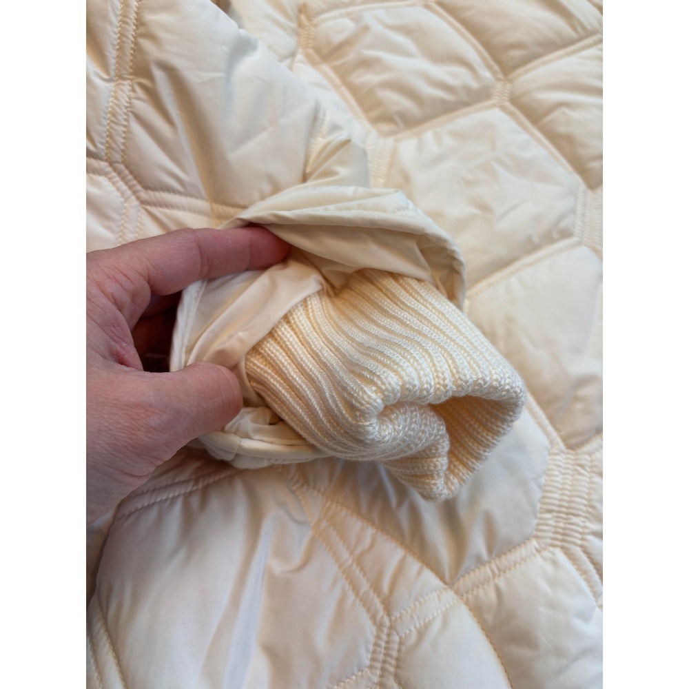 CALLA Oversized Quilted Ivory Jacket Ribbed Collar Full Zip Size Small - Picture 5 of 7